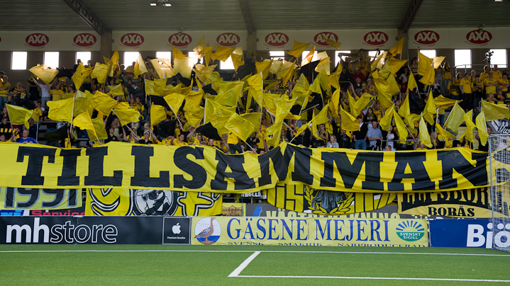 100801 Fotboll, Allsvenskan, IF Elfsborg - Gefle IF: Guliganernas tifo, Vi tillsammans, innan matchen. (C) JPIX - Foto: Jorgen Jarnberger